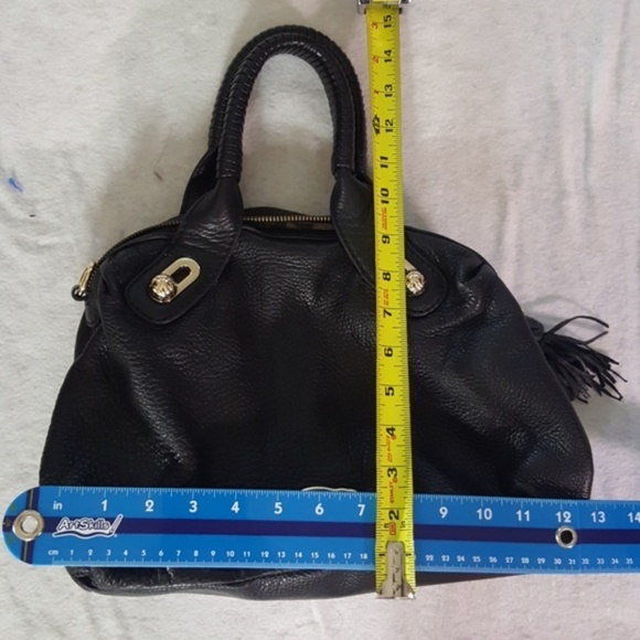 Elliott Lucca Black Leather Handbag with Tassel - Picture 8 of 8